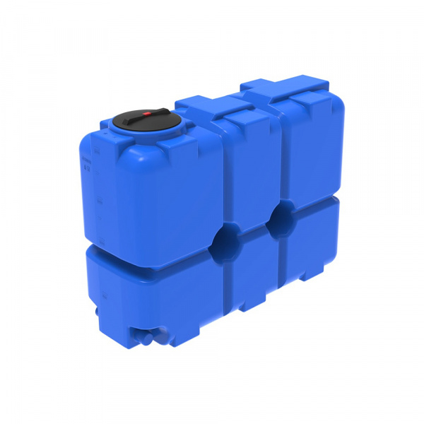 Бак (емкость) прямоугольный пластиковый ST 2000 л с патрубками 100 мм с резьбовой крышкой Бак (емкость) прямоугольный пластиковый ST 2000 л с патрубками 100 мм с резьбовой крышкой